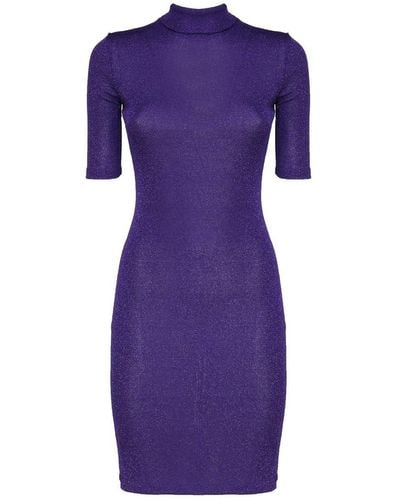 Sportmax High Neck Short-Sleeved Dress - Purple