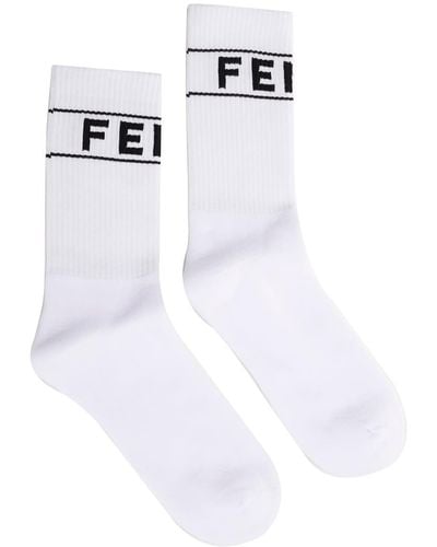 Fendi Flexible Terry Socks - White