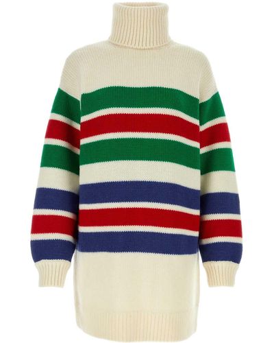 Gucci Embroidered Wool Jumper Dress - Multicolour
