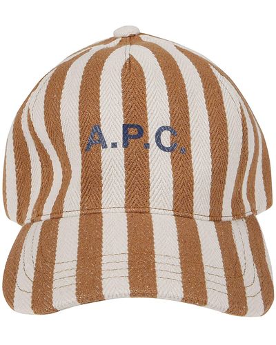A.P.C. Logo Printed Curved Peak Baseball Cap - Brown