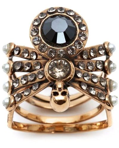 Alexander McQueen Spider Ring In Antique Gold - Multicolour