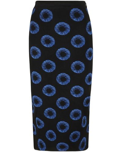 Alexander McQueen Iris Jacquard Knit Pencil Skirt - Blue