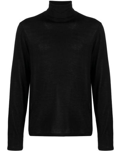 Aspesi Fine-knit Wool Blend Roll-neck Sweater - Black
