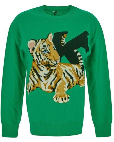 Krizia Tiger Knit Sweater - Green
