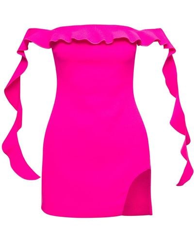 David Koma Ruffle-trimmed Wool-blend Minidress - Pink
