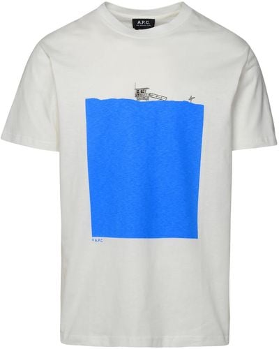 A.P.C. White Cotton T-shirt - Blue