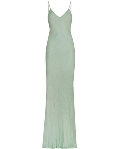 Elisabetta Franchi Embellished Velvet Dress - Green