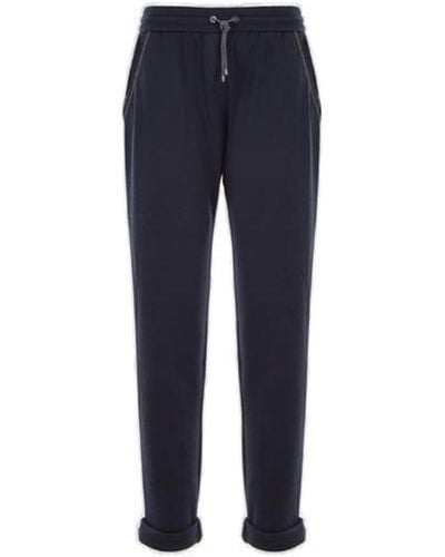 Brunello Cucinelli Drawstring Tapered Joggers - Blue