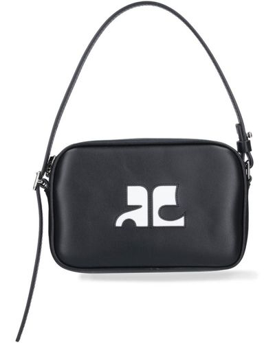 Courreges 'slim Leather Camera' Shoulder Bag - Black