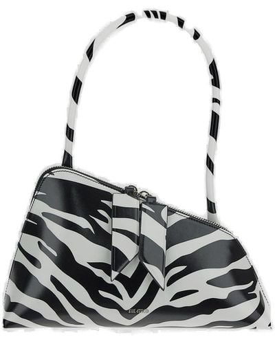 The Attico Sunrise Zebra Printed Shoulder Bag - White