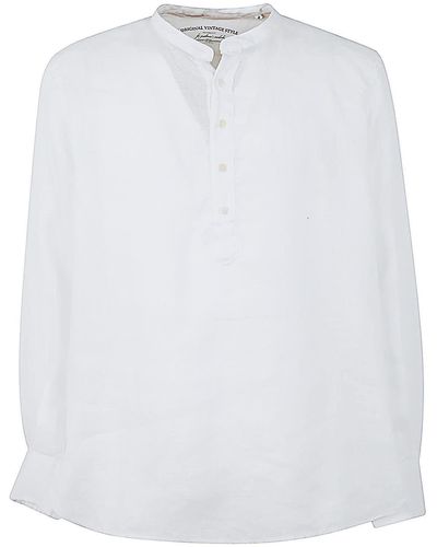 Original Vintage Style Corean Collar Shirt - White