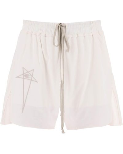 Rick Owens 'champion X ' Dolphin Cotton Shorts - White