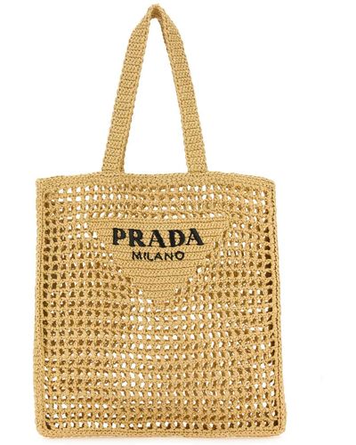 Prada Raffia Shopping Bag - Natural