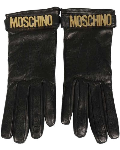 Moschino Leather Gloves - Black