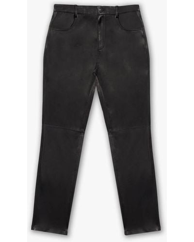 Larusmiani Leather Trouser Racer Pants - Black