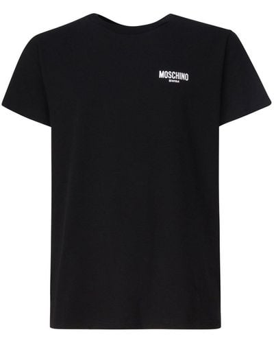 Moschino Logo Printed Crewneck T-Shirt - Black