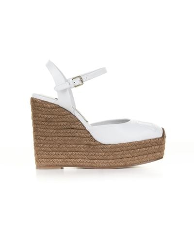 Dolce & Gabbana Leather And Rope Wedge - White