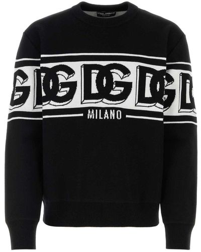 Dolce & Gabbana Stretch Polyester Blend Sweater - Black