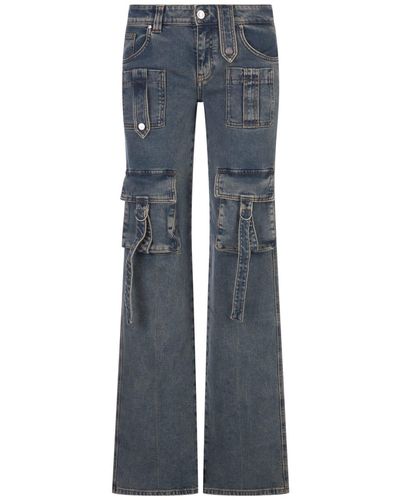 Blumarine Medium Straight Leg Cargo Jeans - Blue