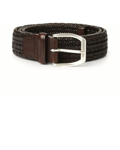 Orciani Wide Braided Leather Belt - Black
