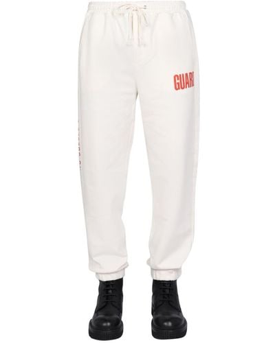 Helmut Lang JOGGING Pants With Logo Print - White