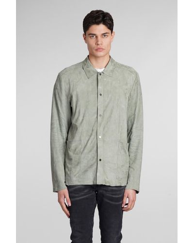 Salvatore Santoro Casual Jacket In Green Suede - Grey