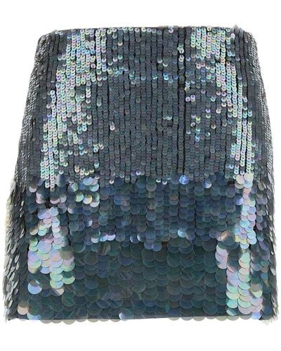 P.A.R.O.S.H. Gray Mini-skirt With All-over Sequins In Stretch Polyamide Woman - Blue