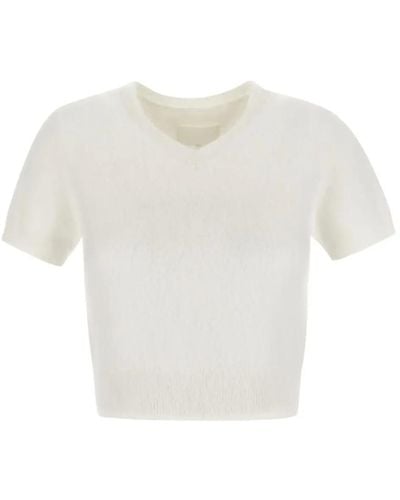 Maison Margiela Fluffy Knit Cropped Top - White