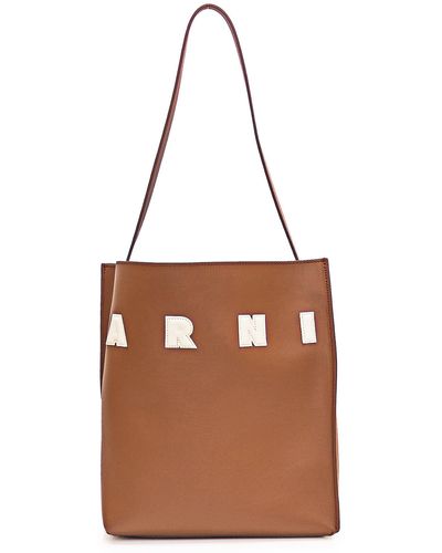 Marni Museo Logo-Patch Small Shoulder Bag - Brown