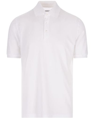 Fedeli Cotton Pique Polo Shirt - White