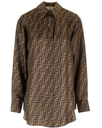 Fendi Ff Silk Shirt - Brown