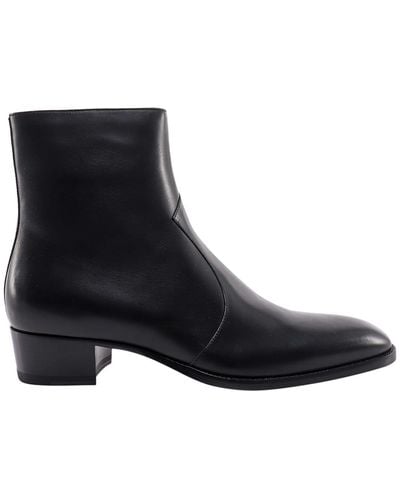 Saint Laurent Wyatt Leather Boots - Black