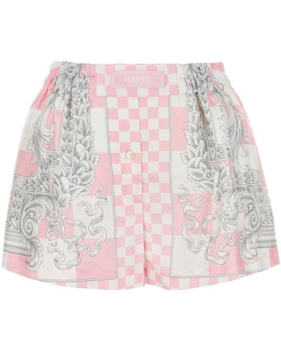 Versace Printed Twill Shorts - Pink