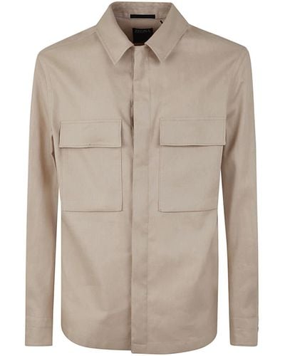 Zegna Oasis Linen Overshirt Clothing - Natural