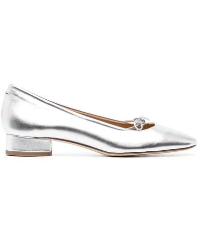 Aeyde Darya Laminated Nappa Leather Silver Shoes - White