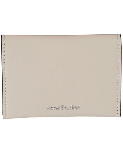 Acne Studios Logo Detailed Folded Cardholder - Natural