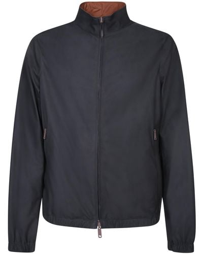 ZEGNA Reversible Leather Jacket - Blue
