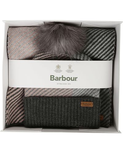 Barbour Nyla Beanie Scarf Gift Set - Gray