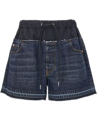 Sacai Denim Shorts Bermuda, Short - Blue