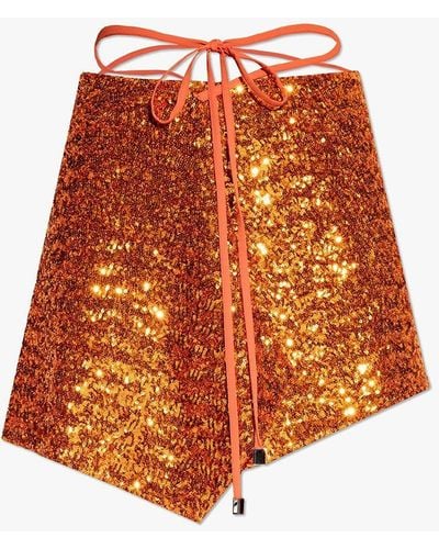 The Attico Sequinned Mini Skirt - Orange