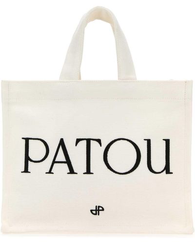 Patou Canvas Small Tote Shopping Bag - White