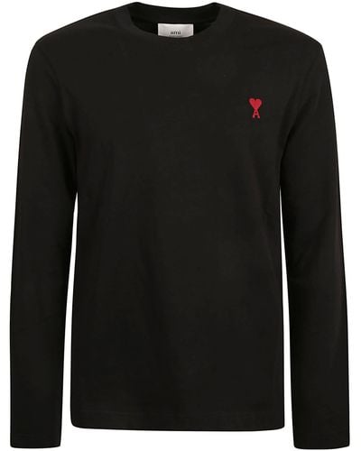 Ami Paris Logo Round Neck Sweatshirt - Black