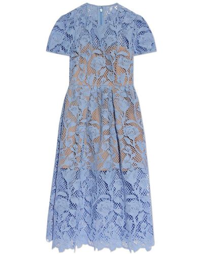 Self-Portrait Lace Midi Dress - Blue