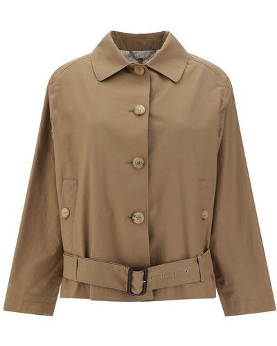 Max Mara The Cube Sportmax Buttoned Belted Trench Coat - Green