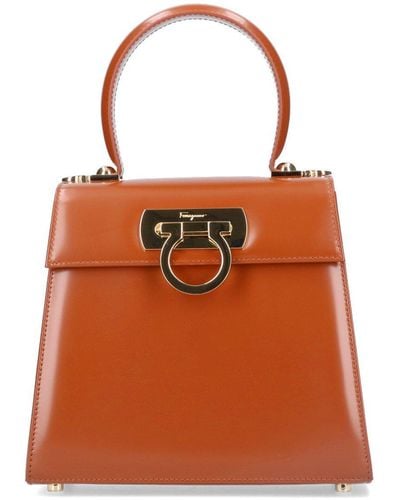 Ferragamo Gancini Top Handle Bag - Orange