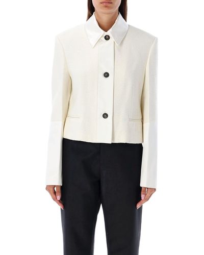 Ferragamo Short Jacket With Satin Inserts - White