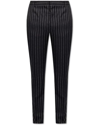 Alexander McQueen Wool Pleat-Front Pants - Black