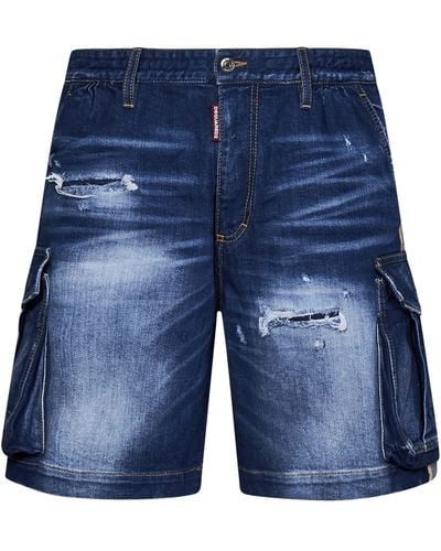 DSquared² Medium Ripped Knee Wash 64 Tag Shorts - Blue