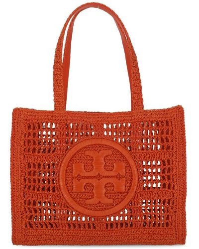Tory Burch Ella Hand-Crocheted Small Tote Bag - Red