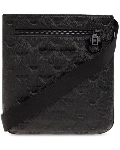 Emporio Armani Monogrammed Shoulder Bag, - Black